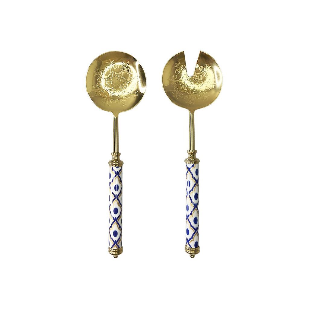 Oosterse saladecouverts in goud en blauw