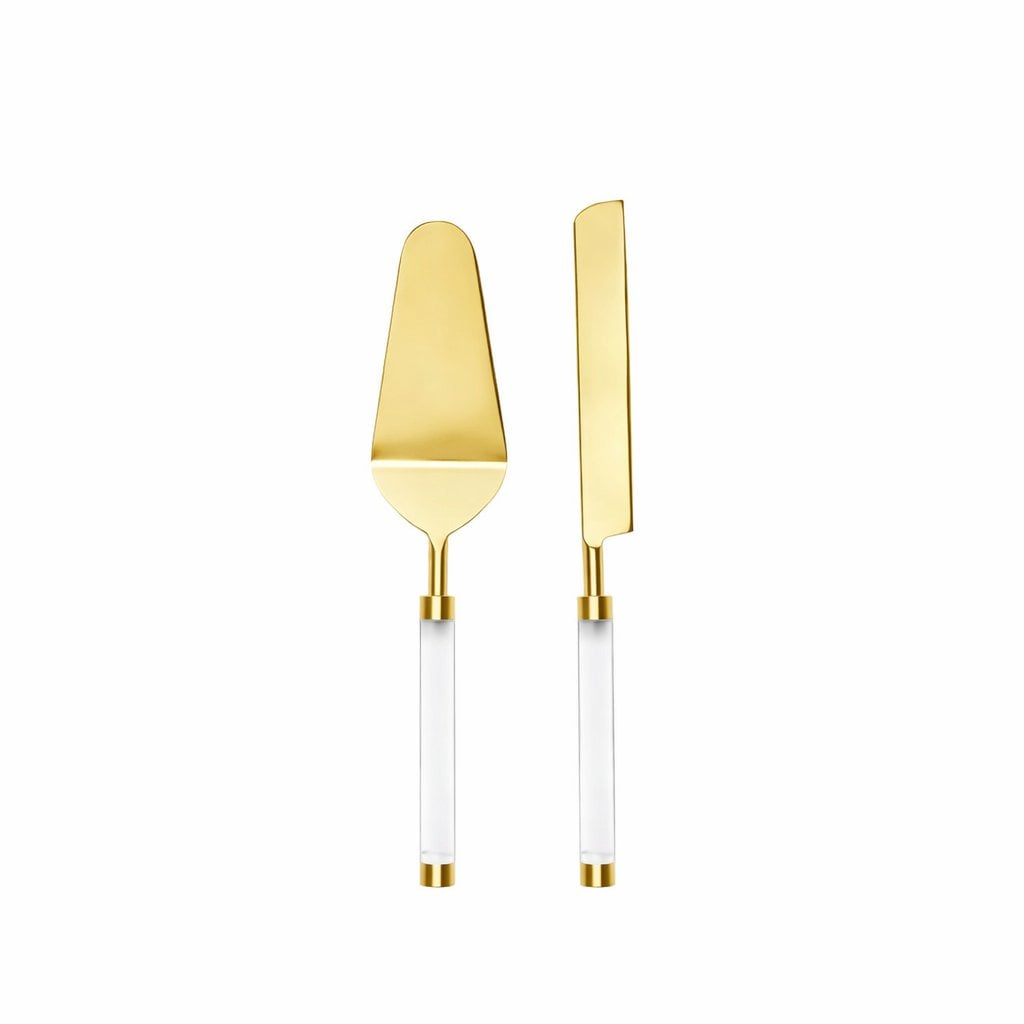 Gouden taart en messchop met transparant handvat