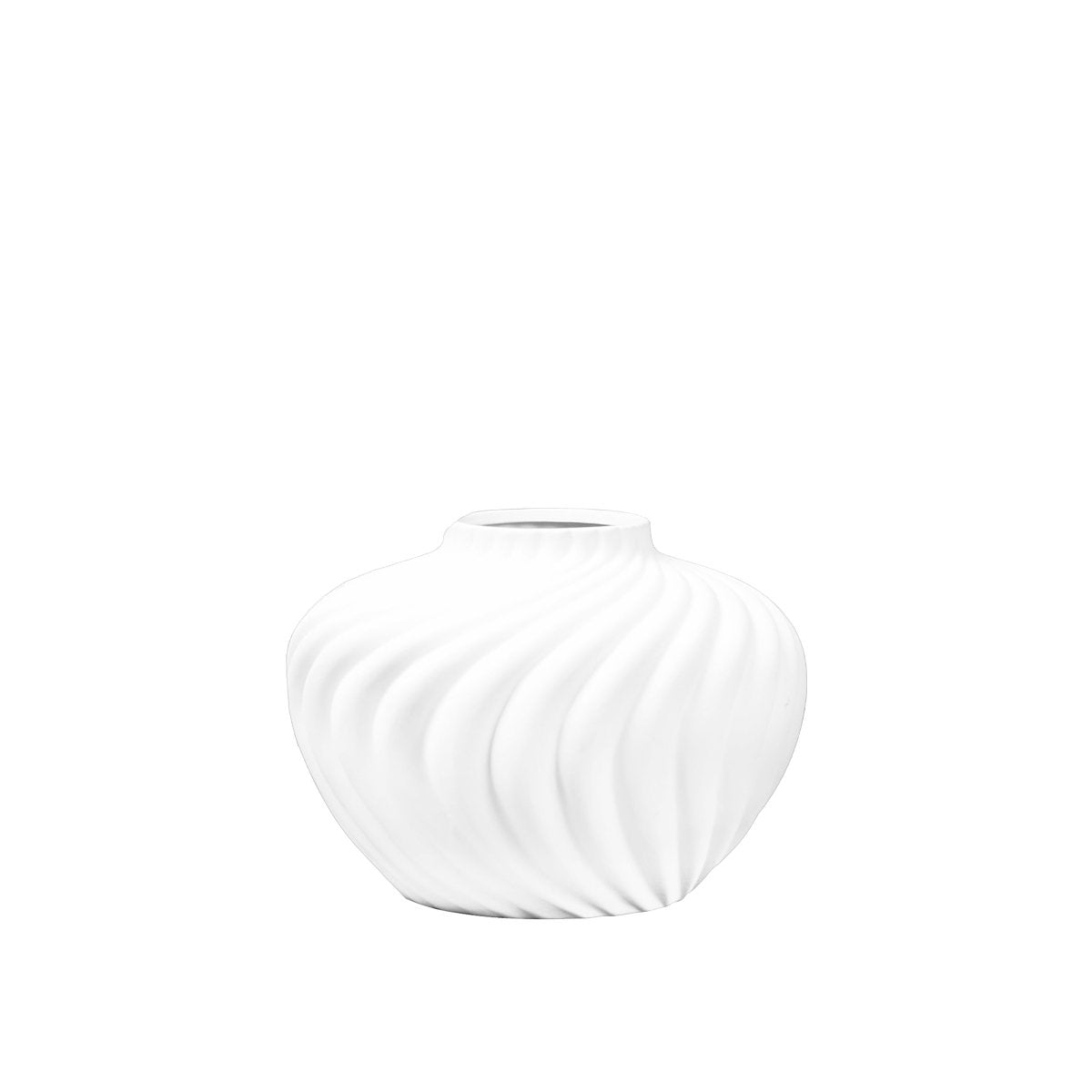 Ronde witte vaas slagroom in polyresine 30x30x22cm