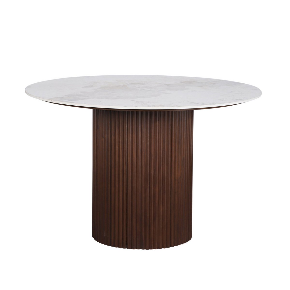 Urban Chique Ronde Tafel Keramiek Marmer / Walnoot Fineer