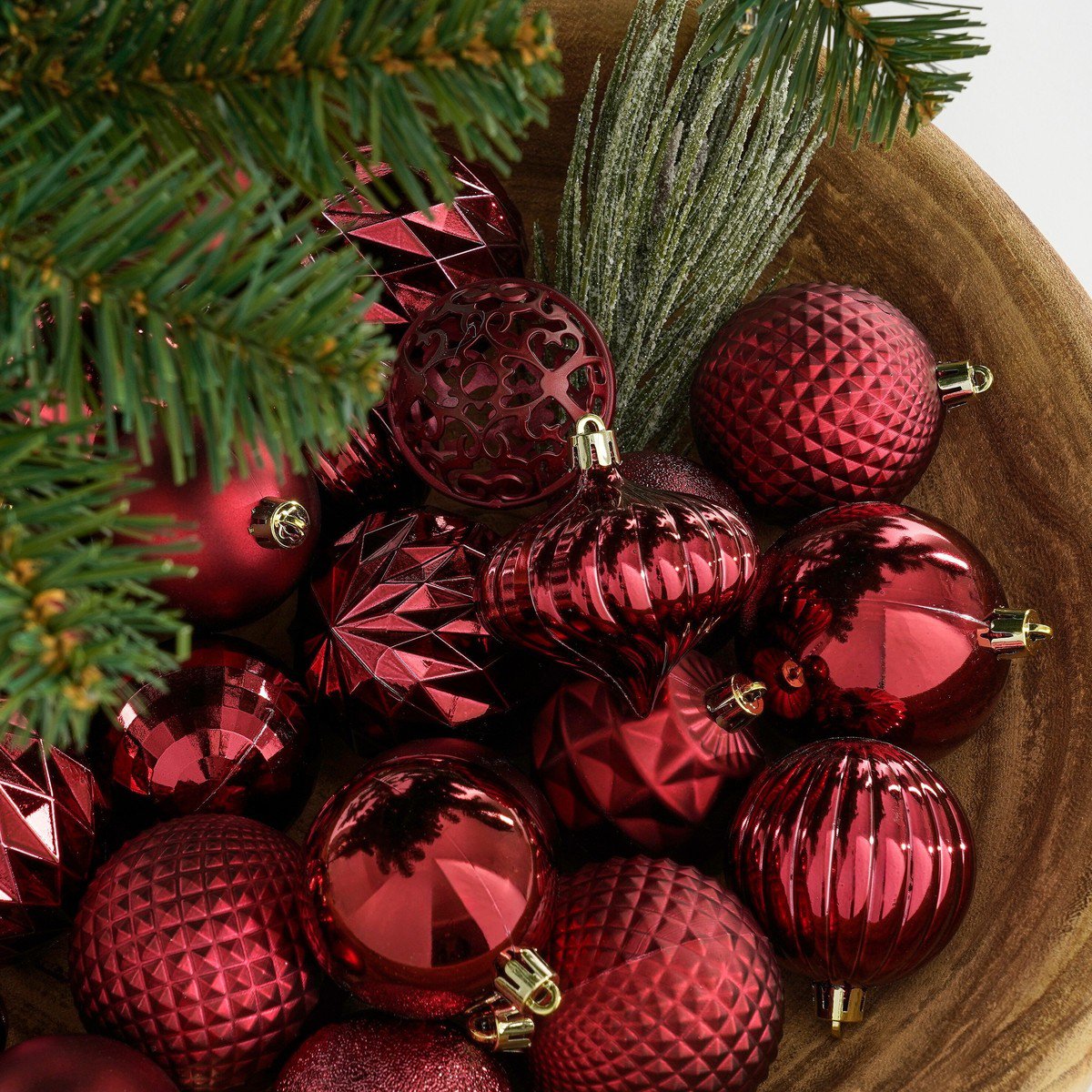 Onbreekbare kerstballen Donkerrood – set van 60