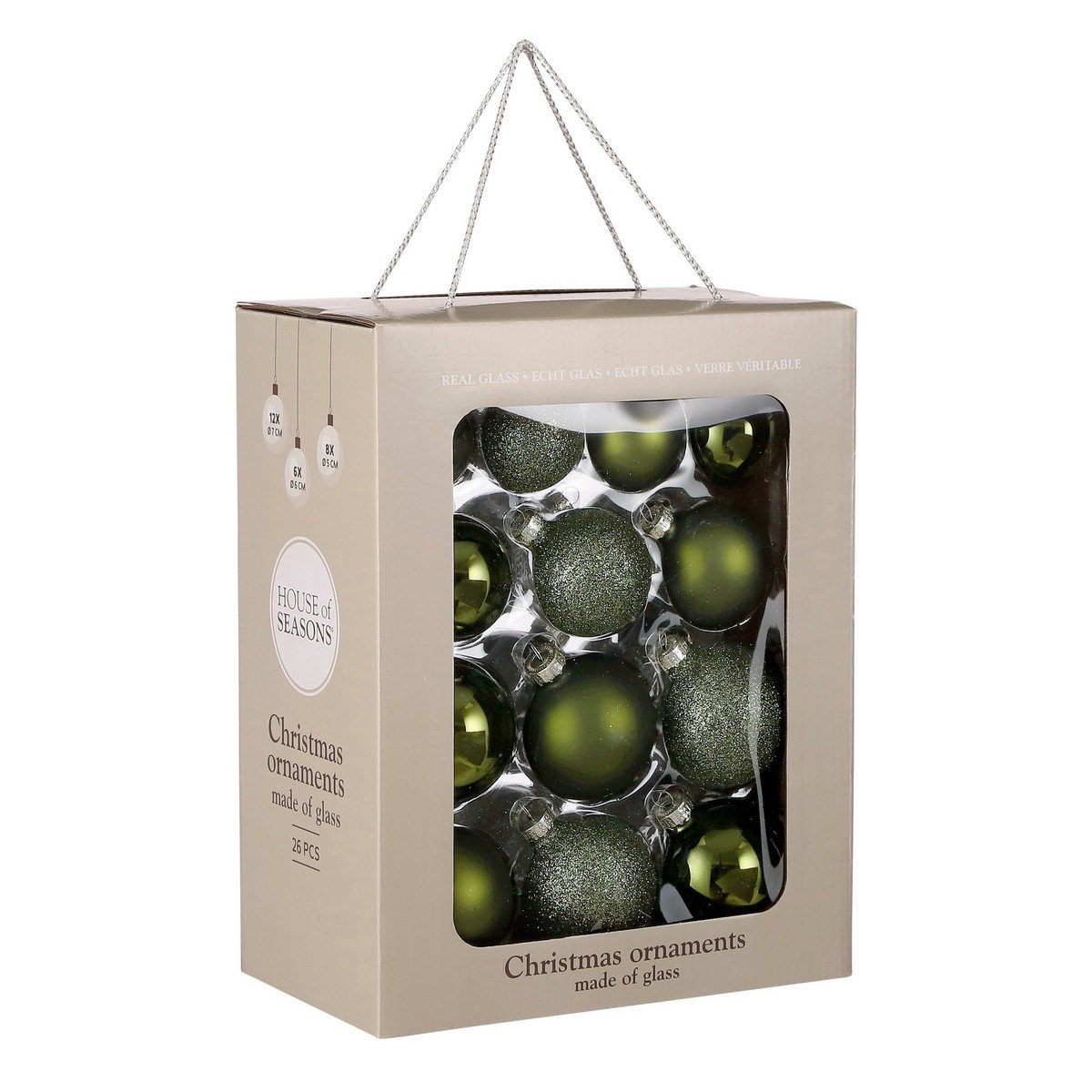 Glazen kerstballen Donkerbruin – set van 26