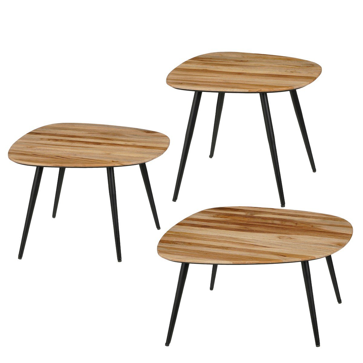 Bijzettafel Jailey Bruin – set van 3 – Liore-Home