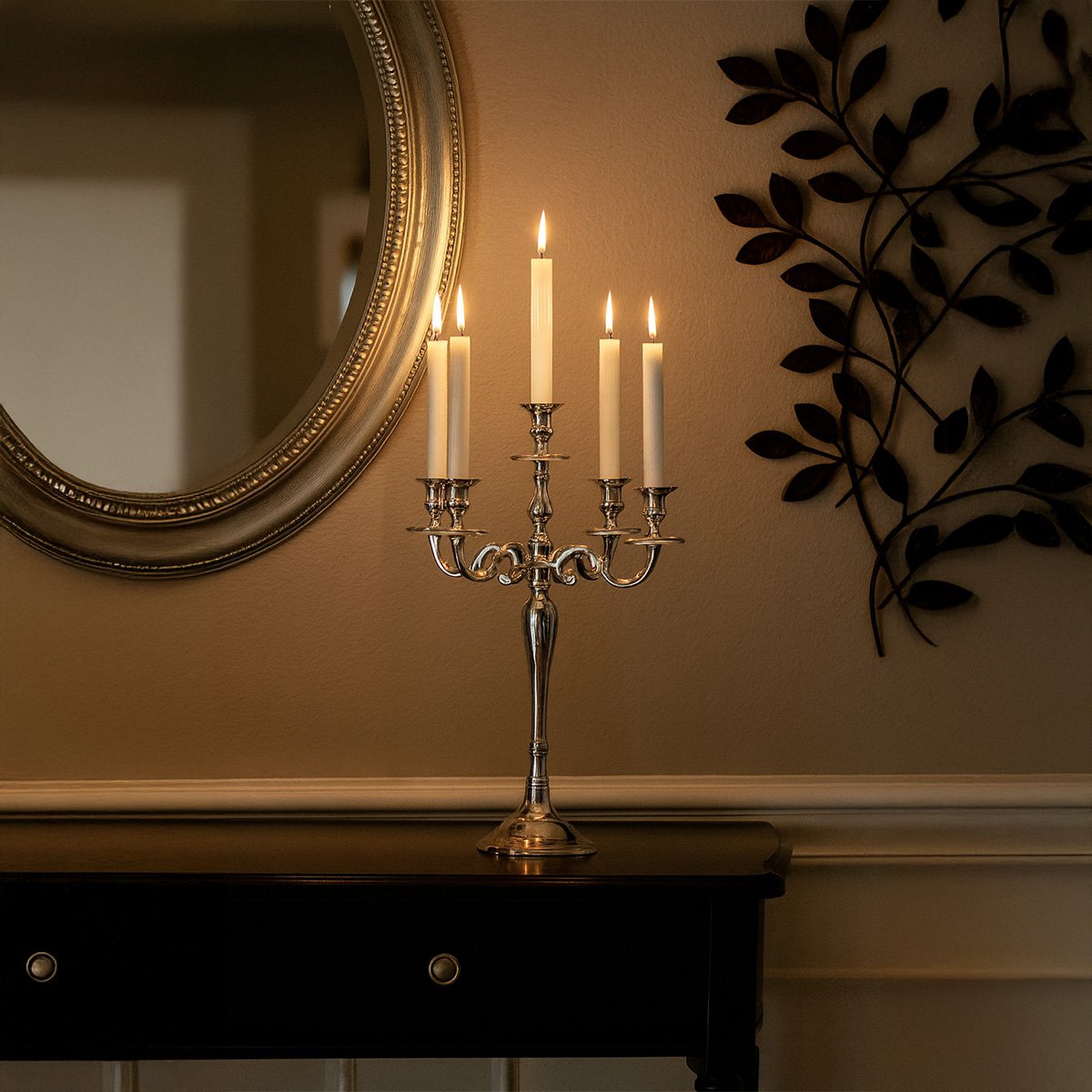 6 60 cm Silver Light Candle Holder
