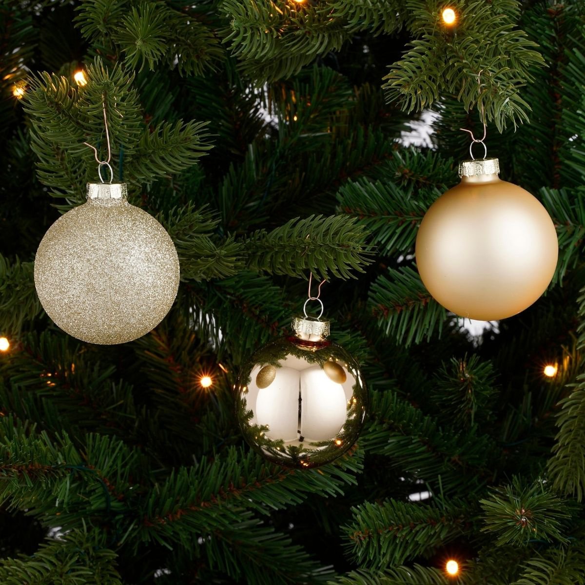 Glazen kerstballen Champagne – set van 26