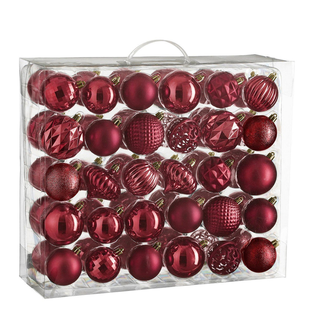 Onbreekbare kerstballen Donkerrood – set van 60