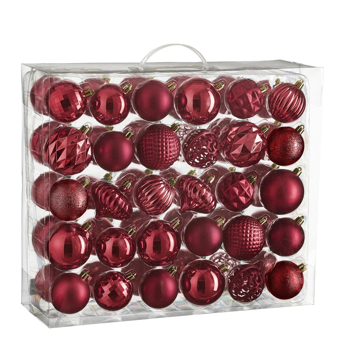 Onbreekbare kerstballen Donkerrood – set van 60