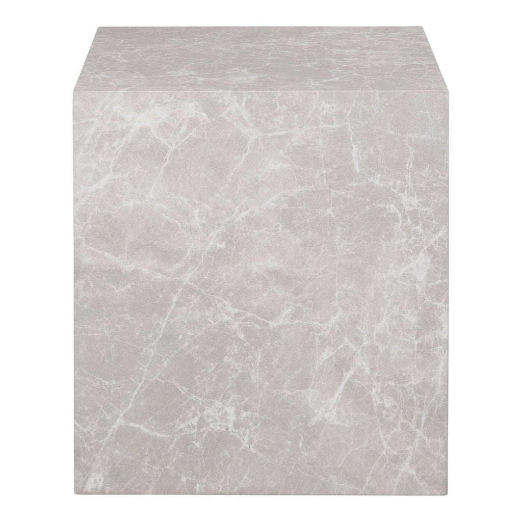 Prague bijzettafel in beige marmerlook, 40 × 40 × 45 cm