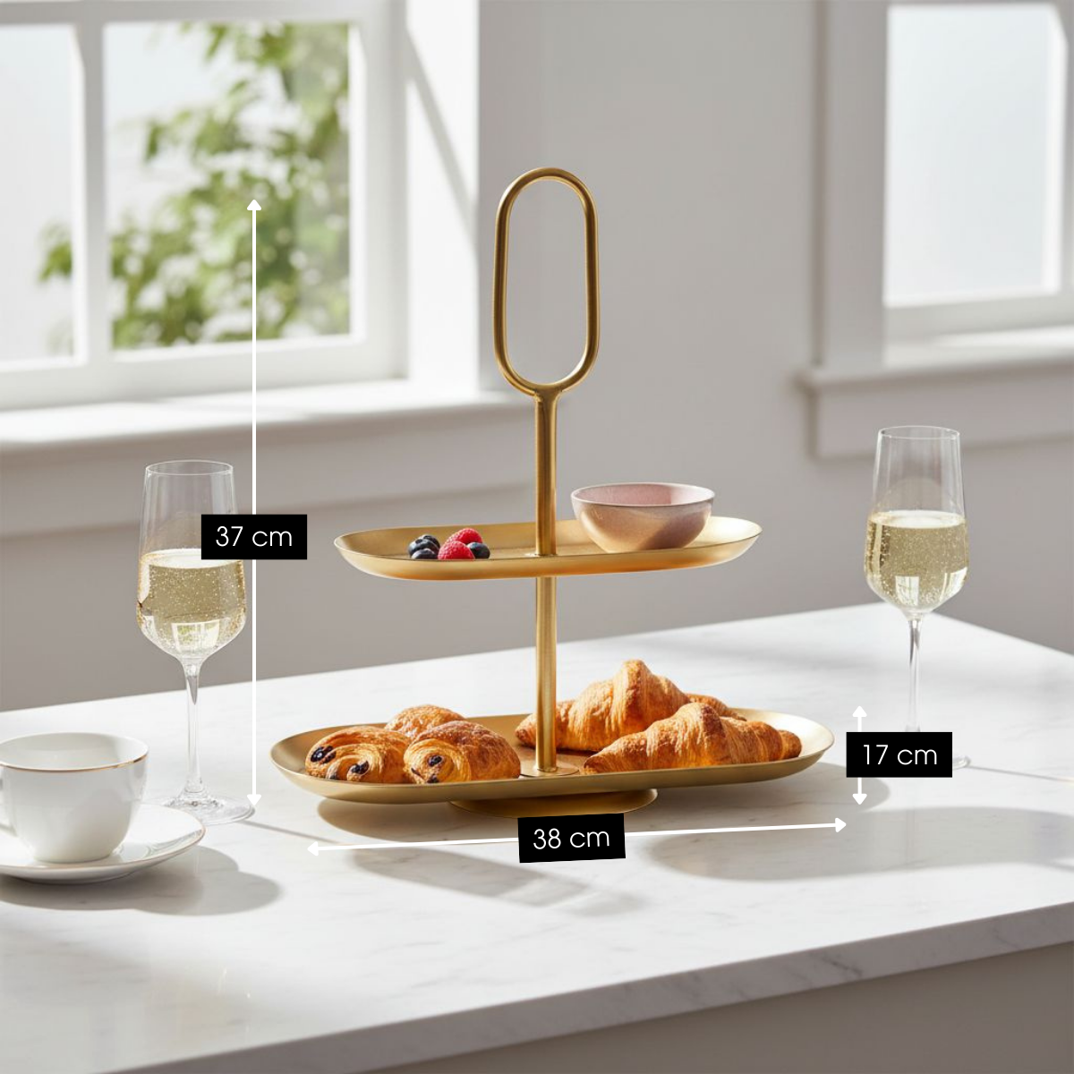 Etagère Rama Goud – 2-laags 38 cm