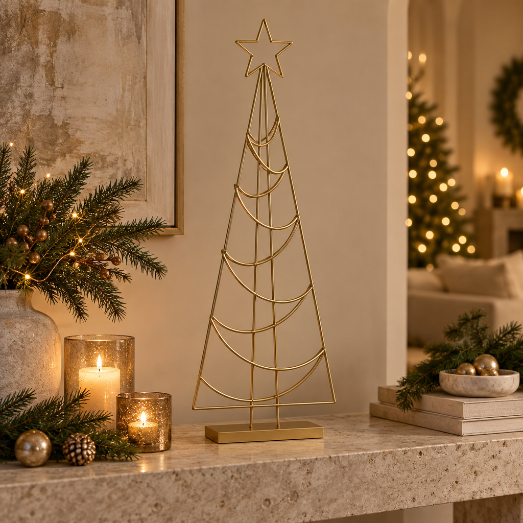 Decoratieve kerstboom Goud H78,5 in warm Liore-Home kerstinterieur