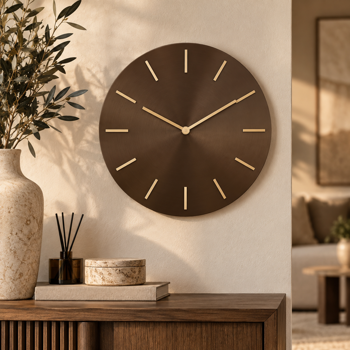 Klok Brixen Donkerbruin in warm Liore-Home interieur