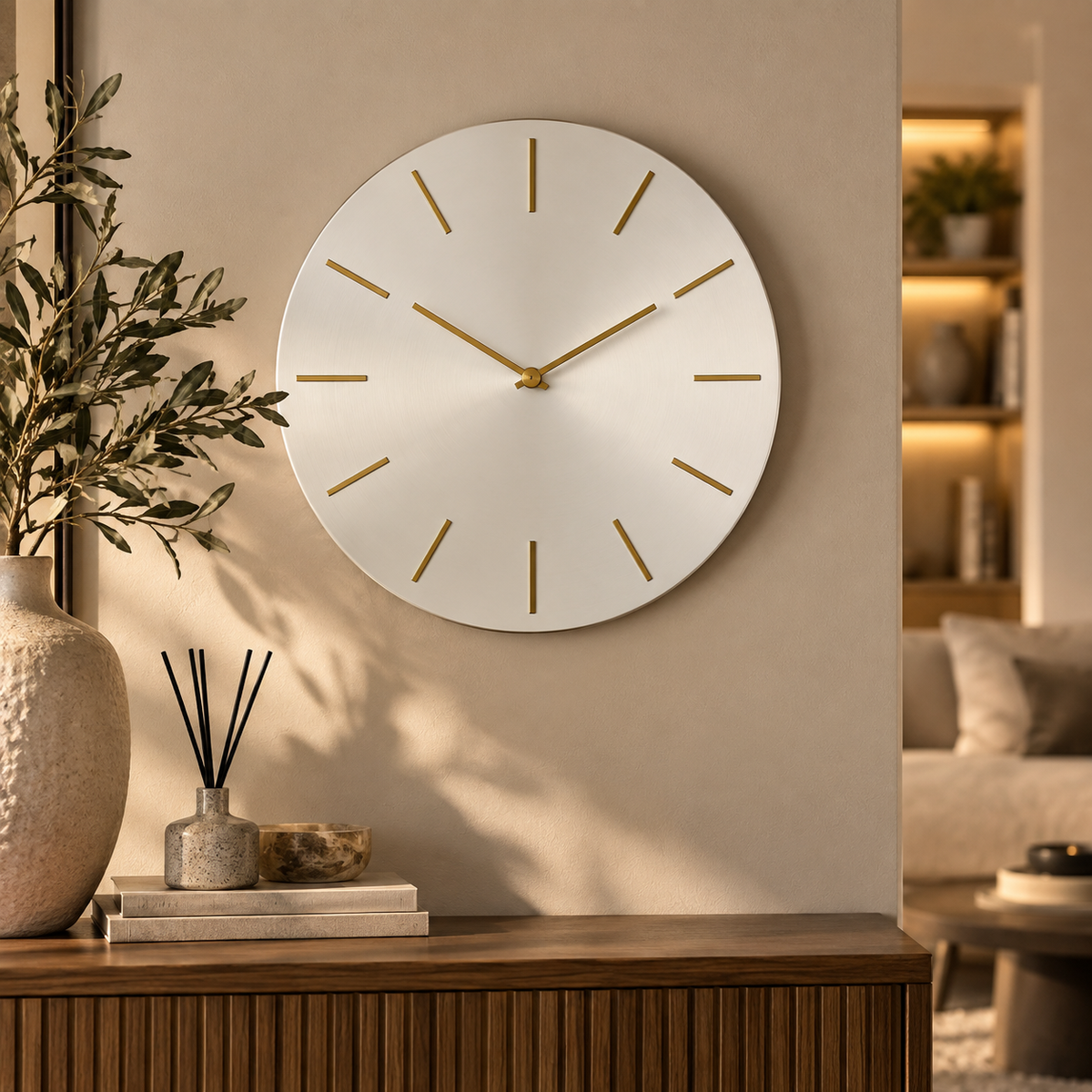Klok Brixen Wit in warm Liore-Home interieur