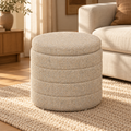 Poef Pouffe Beige in warm interieur