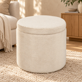 Opbergpoef Pouffe Gebroken wit – H40,5 × Ø42 cm in warm interieur