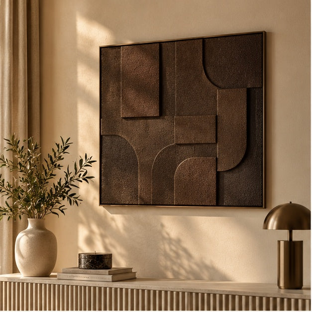 Wandpaneel Donkerbruin – 60 × 40 cm in warm Liore-Home interieur